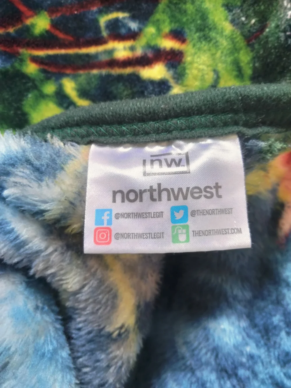 Northwest Plush Throw Blanket in Blue and Green Tie-Dye 54